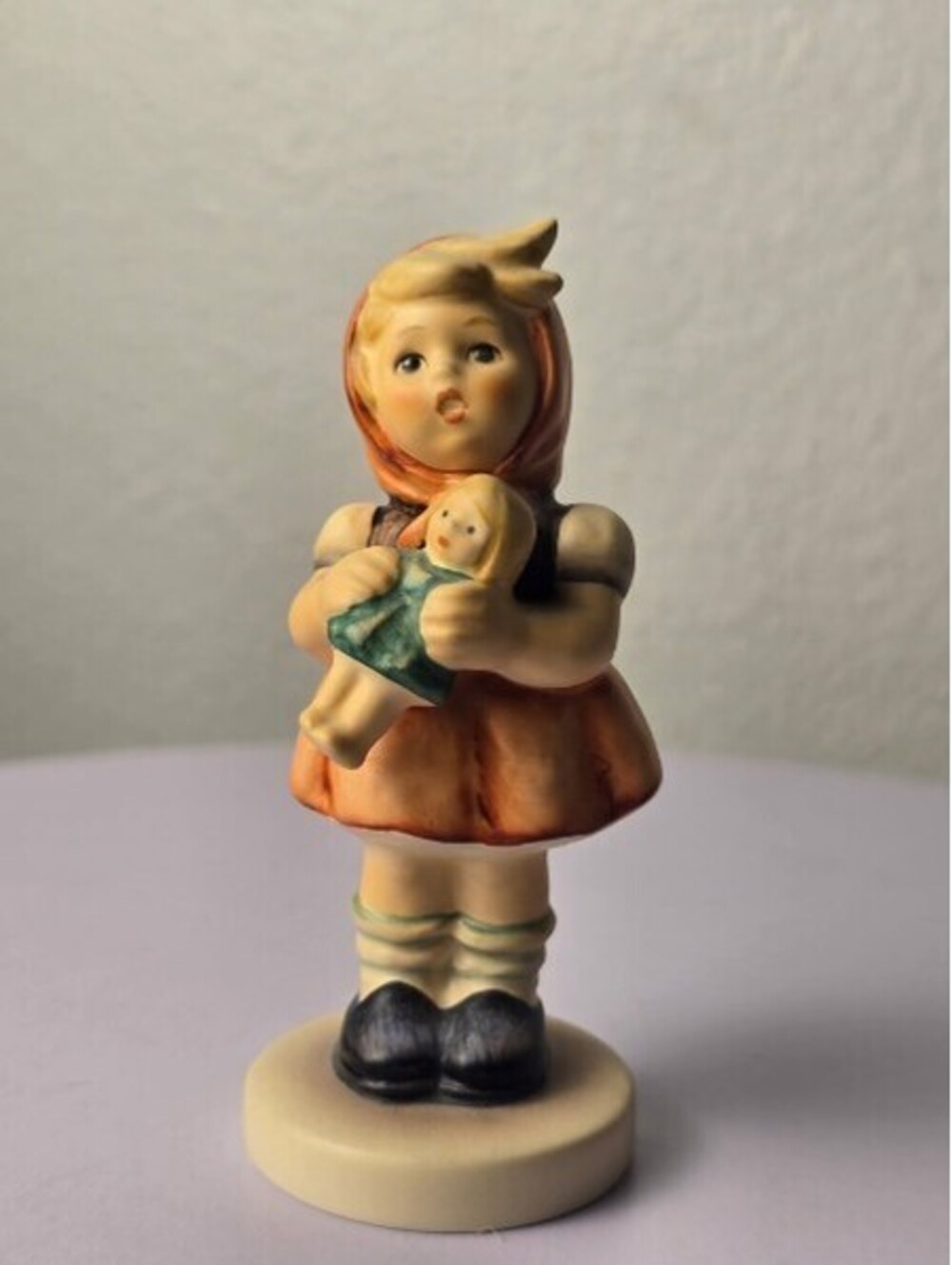 Vintage Hummel Figurine Girl with Doll Orange Dress TMK-6